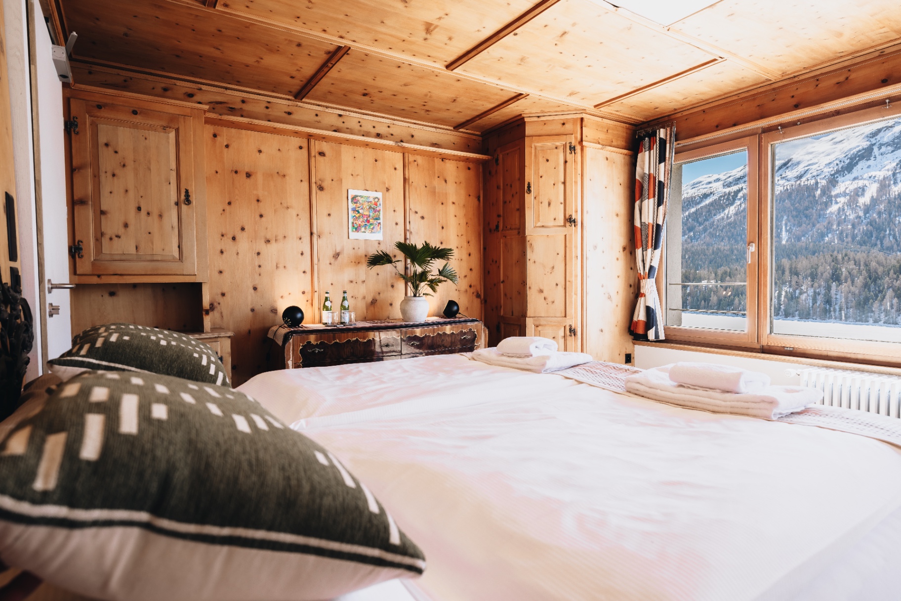 The loft room under the villa's roof beams