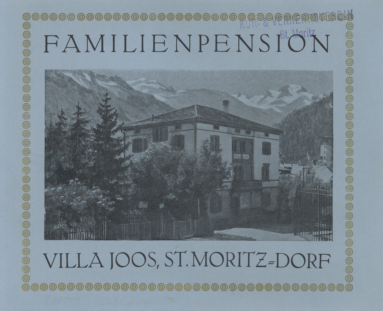 Vintage Familienpension Villa Joos print, St. Moritz